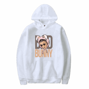 Bad Bunny Face Printed Hoodie