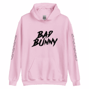 Bad Bunny Hoodie with Design on the Front and Sleeves