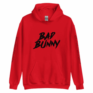 Bad Bunny Hoodie with Design on the Front and Sleeves