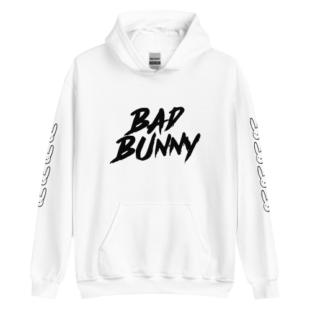 Bad Bunny Hoodie with Design on the Front and Sleeves